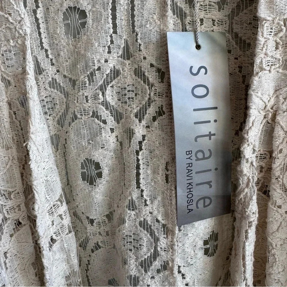 Anthropologie Solitaire Ravi Khosla Cotton Crochet Lace Open Jacket size L - Picture 7 of 12